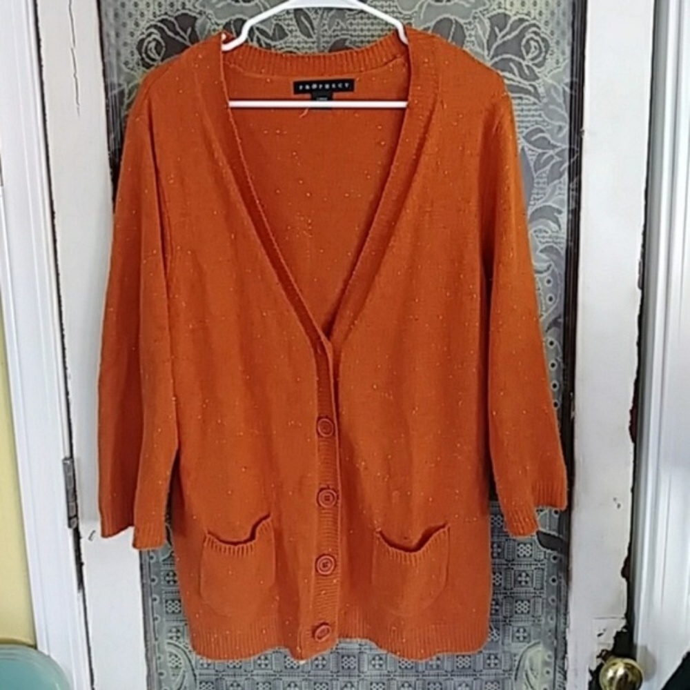 Anthropologie Vintage Orange Boyfriend Cardigan